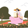 illustration for sitting on grass
