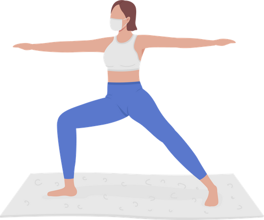 Girl participating in yoga session Illustration