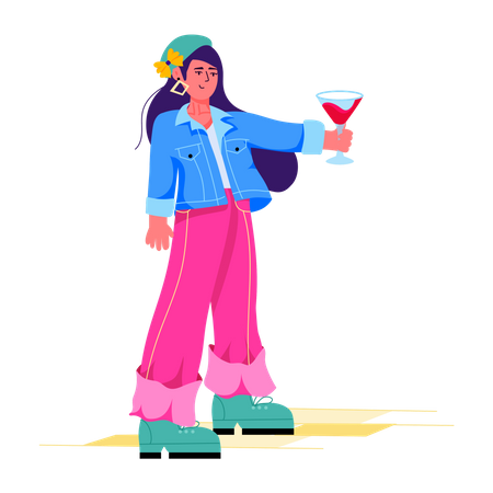 Girl Partying  Illustration