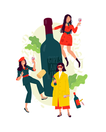 Girl partying together  Illustration