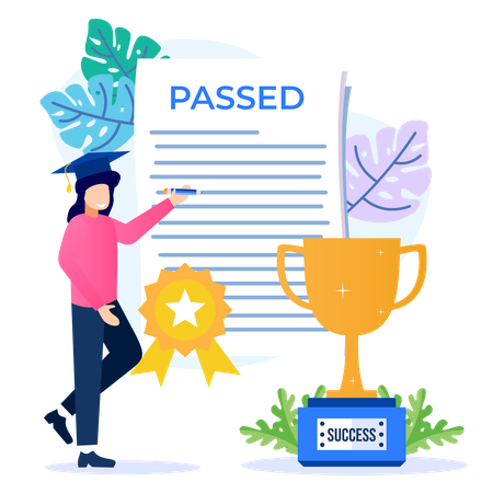 Girl passed exam  Illustration