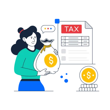 Girl paying Income Tax  Illustration