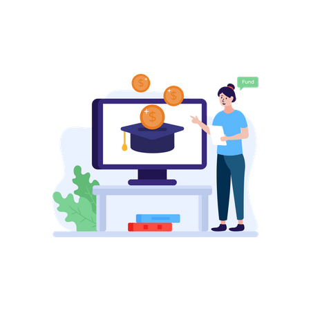 Girl paying online education fees  Illustration
