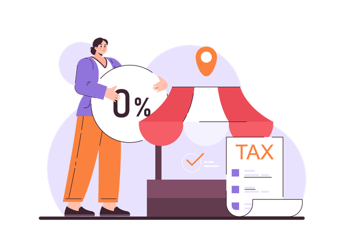 Girl paying tax  for business  Illustration