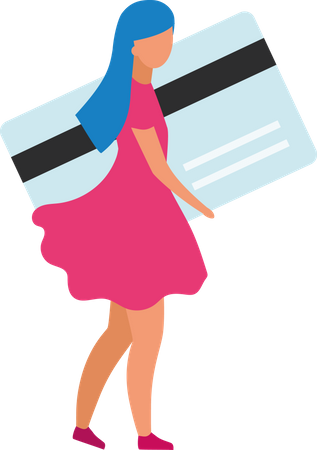 Girl paying with credit card Illustration