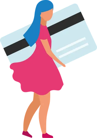Girl paying with credit card  Illustration