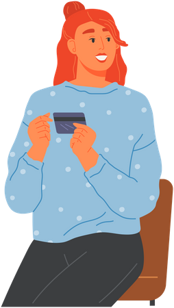 Girl payment via card  Illustration