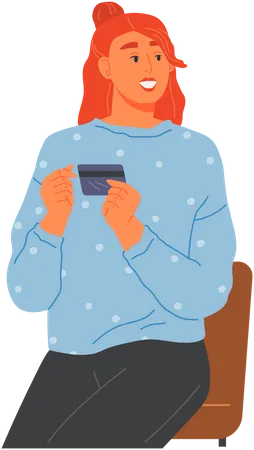 Girl payment via card  Illustration