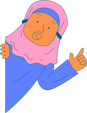 Girl peeking by raising hand  Illustration