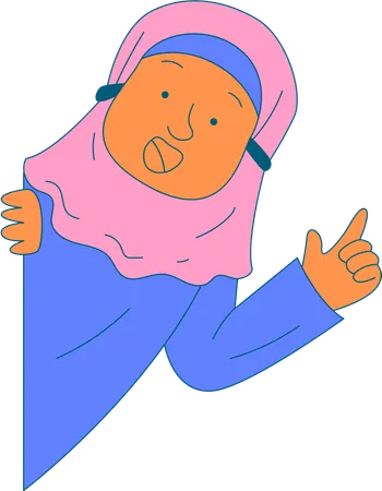 Girl peeking by raising hand  Illustration