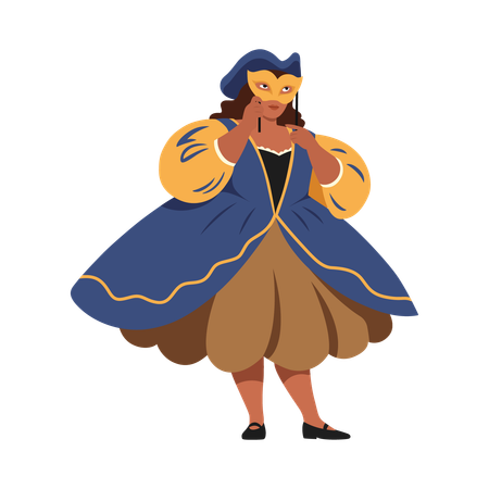 Girl Performing Cultural Drama  Illustration