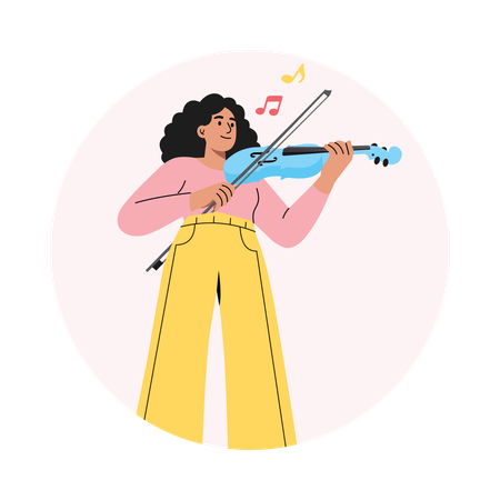 Girl Performing on Violin  Illustration