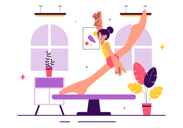 Girl performing Rhythmic Gymnastics  Illustration