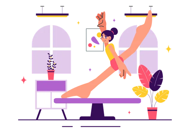 Girl performing Rhythmic Gymnastics  Illustration