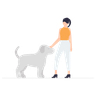 illustrations of petting pet dog