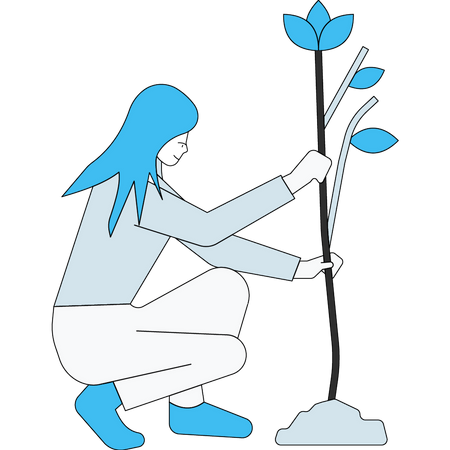 Girl planting Illustration
