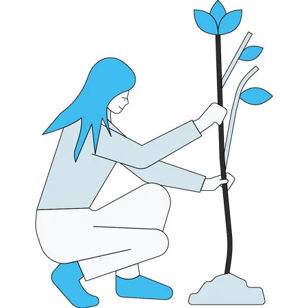 Girl planting Illustration