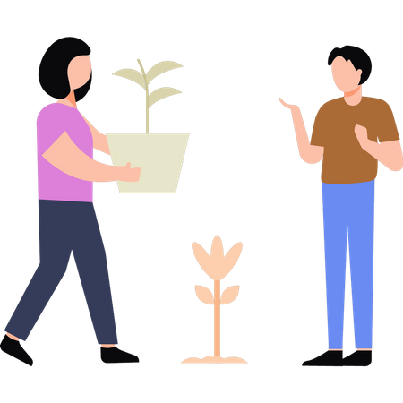 Girl planting  Illustration