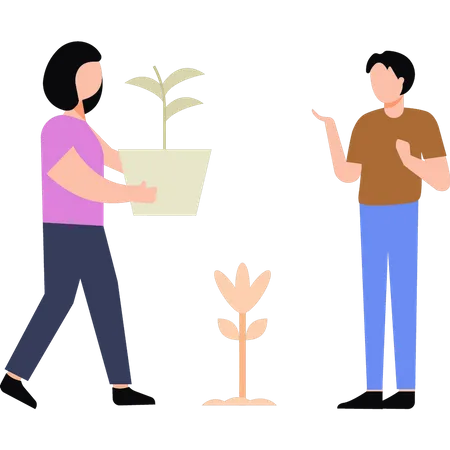 Girl planting  Illustration