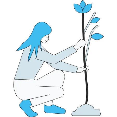 Girl planting  Illustration