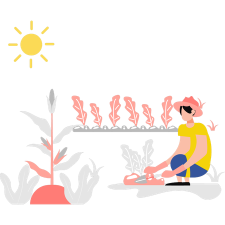 Girl planting plant  Illustration