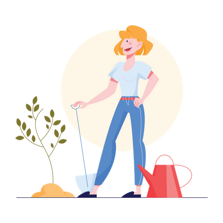 Girl planting tree  Illustration