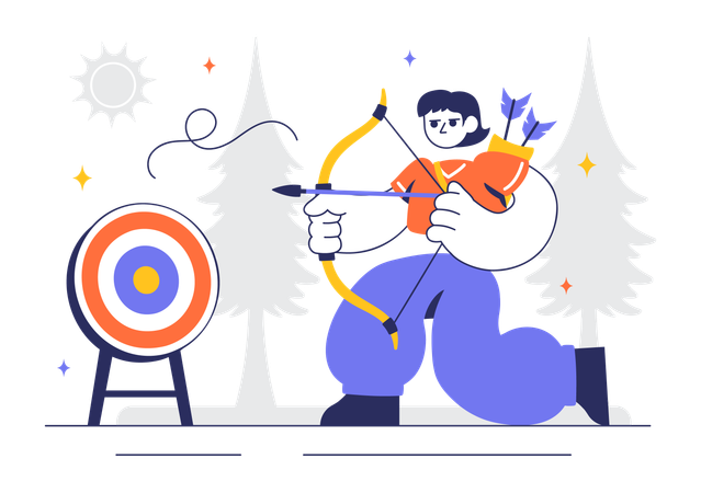 Girl playing archery sport  Illustration
