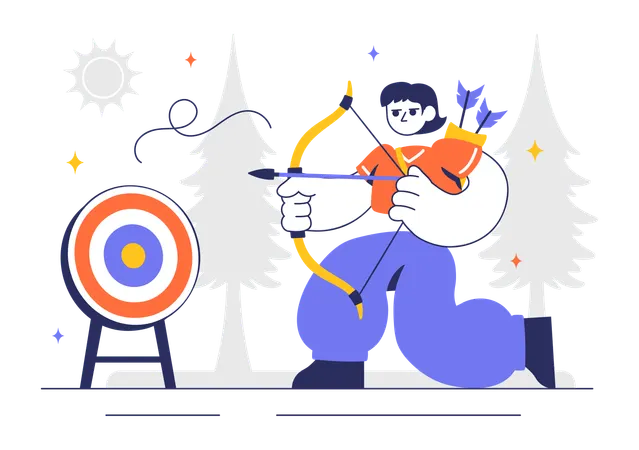 Girl playing archery sport  Illustration