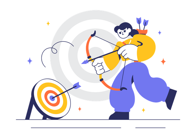 Girl playing archery sport  Illustration