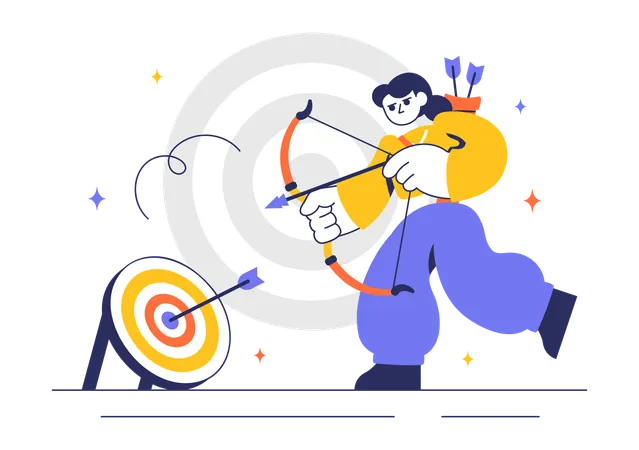 Girl playing archery sport  Illustration