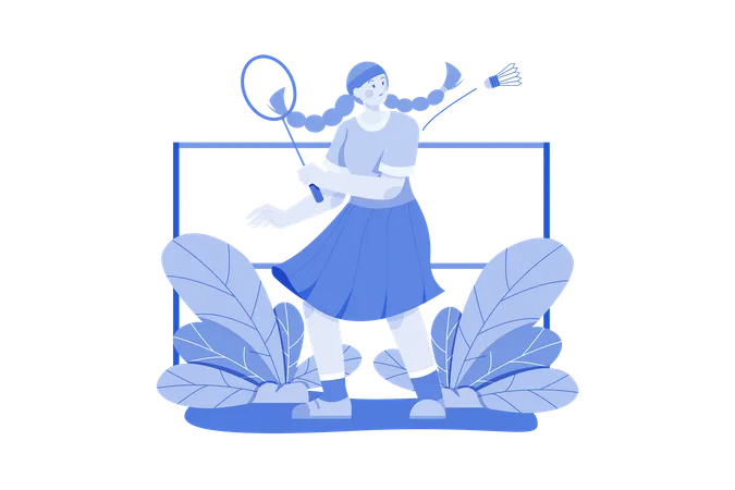 Girl playing Badminton  일러스트레이션