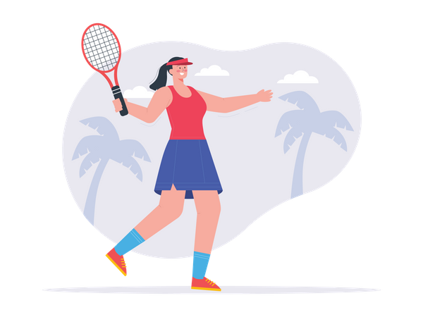 Girl playing badminton Illustration