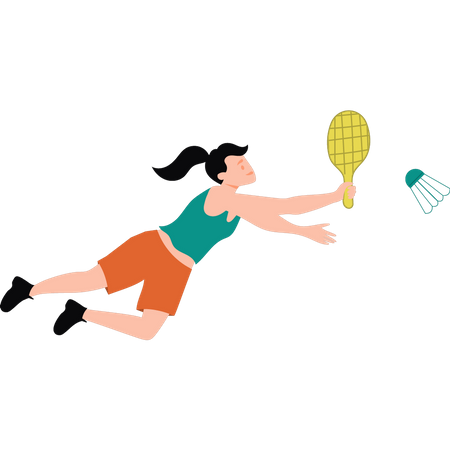 Girl playing badminton  Illustration