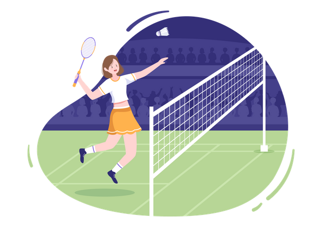 Girl playing Badminton  Illustration