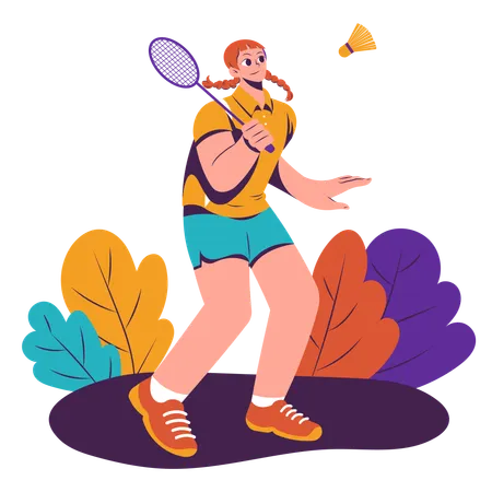 Girl playing Badminton  Illustration