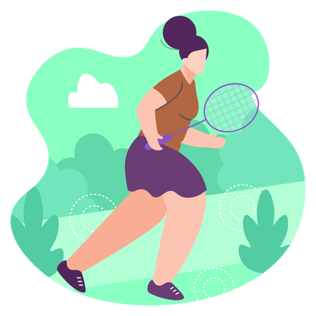 Girl playing badminton  Illustration