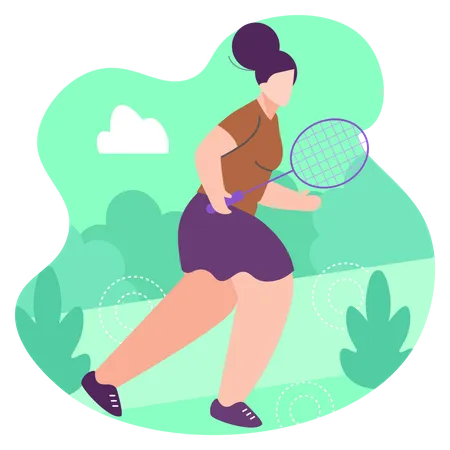 Girl playing badminton  Illustration