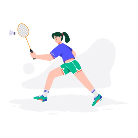 Girl playing badminton  Illustration