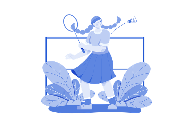 Girl playing Badminton  Illustration