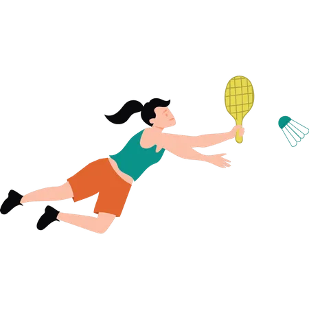 Girl playing badminton  Illustration