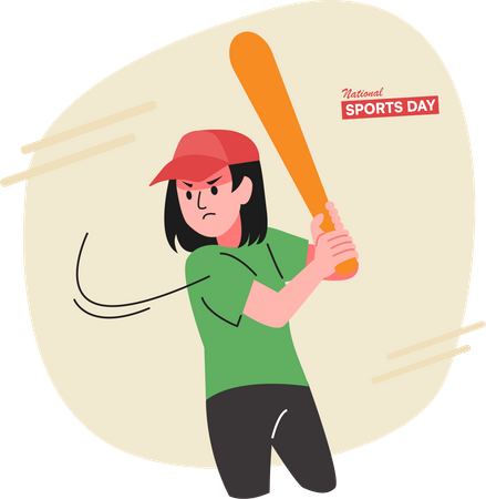 Girl playing Baseball  Illustration