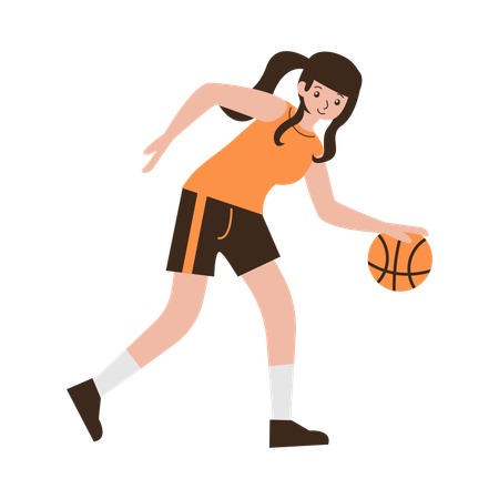 Girl Playing Basketball  Illustration