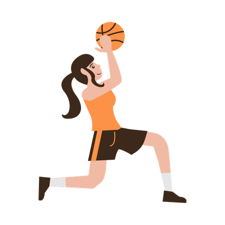 Girl Playing Basketball  Illustration