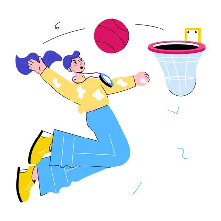 Get This Doodle Mini Illustration Of Playing Basketball Illustration