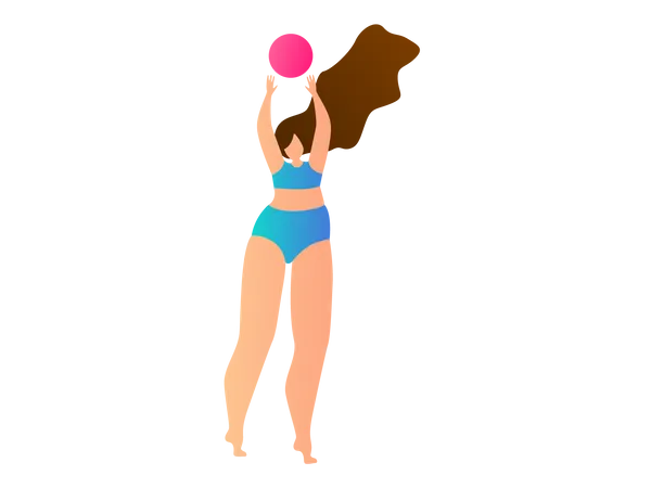 Girl playing basketball Illustration
