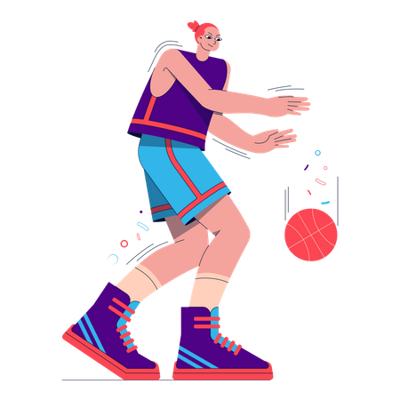 Girl Playing Basketball Illustration