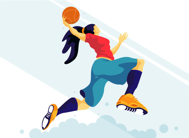 Girl playing basketball Illustration