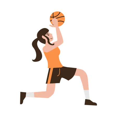 Girl Playing Basketball  Illustration