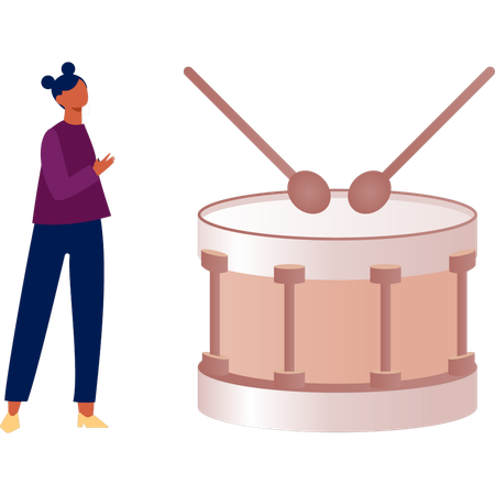 Girl playing bass drum  Illustration