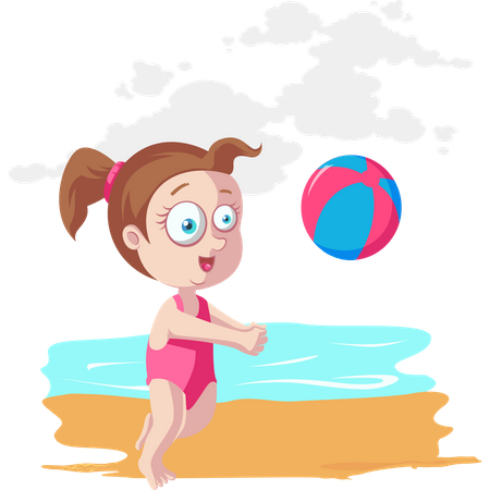 Girl playing beach volleyball  Illustration